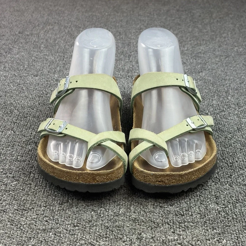 Birkenstock Mayari Sandals Womens EU 37 US 6-6.5 Faded Lime Nubuck Leather Soft